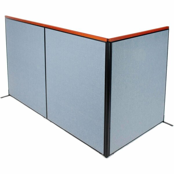 Interion By Global Industrial Interion Deluxe Freestanding 3-Panel Corner Room Divider, 60-1/4inW x 73-1/2inH, Blue 695155BL